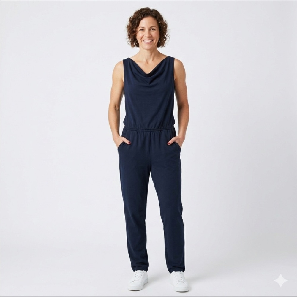 Garnet Hill Sleeveless black jersey knit Jumpsuit
